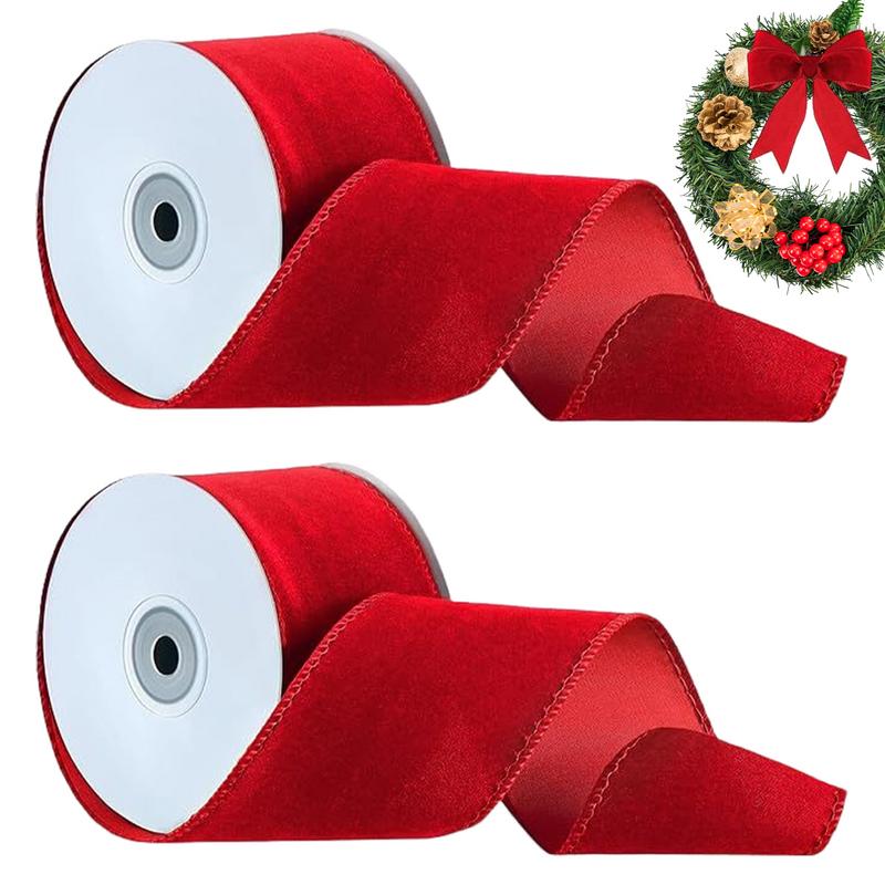 Velvet Ribbon Roll - 2 rollos de cinta roja de