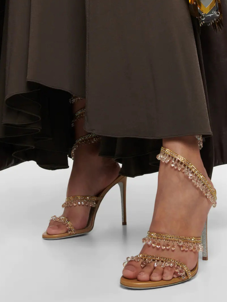 Tassel Fringe Trim - Sandalias de tacón de aguja doble