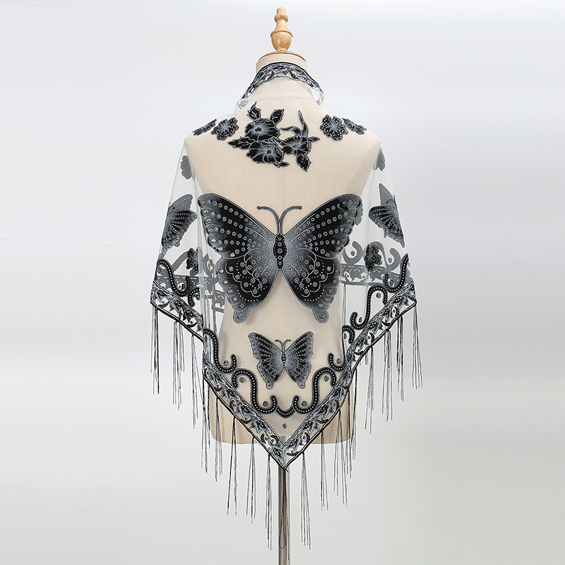 Tassel Fringe Trim - Bufanda triangular de moda con bordado