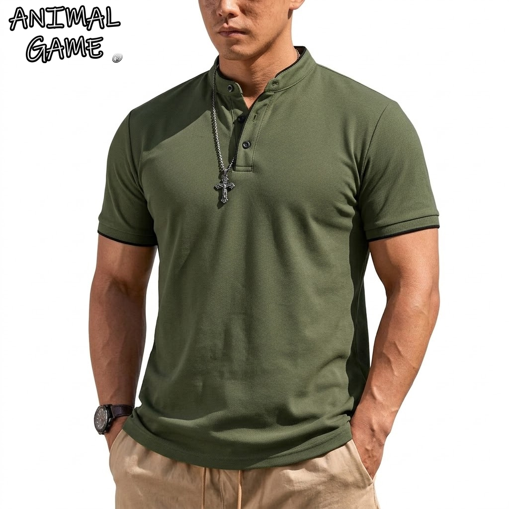 Embellish Knit - Camiseta Henley de Manga Corta para