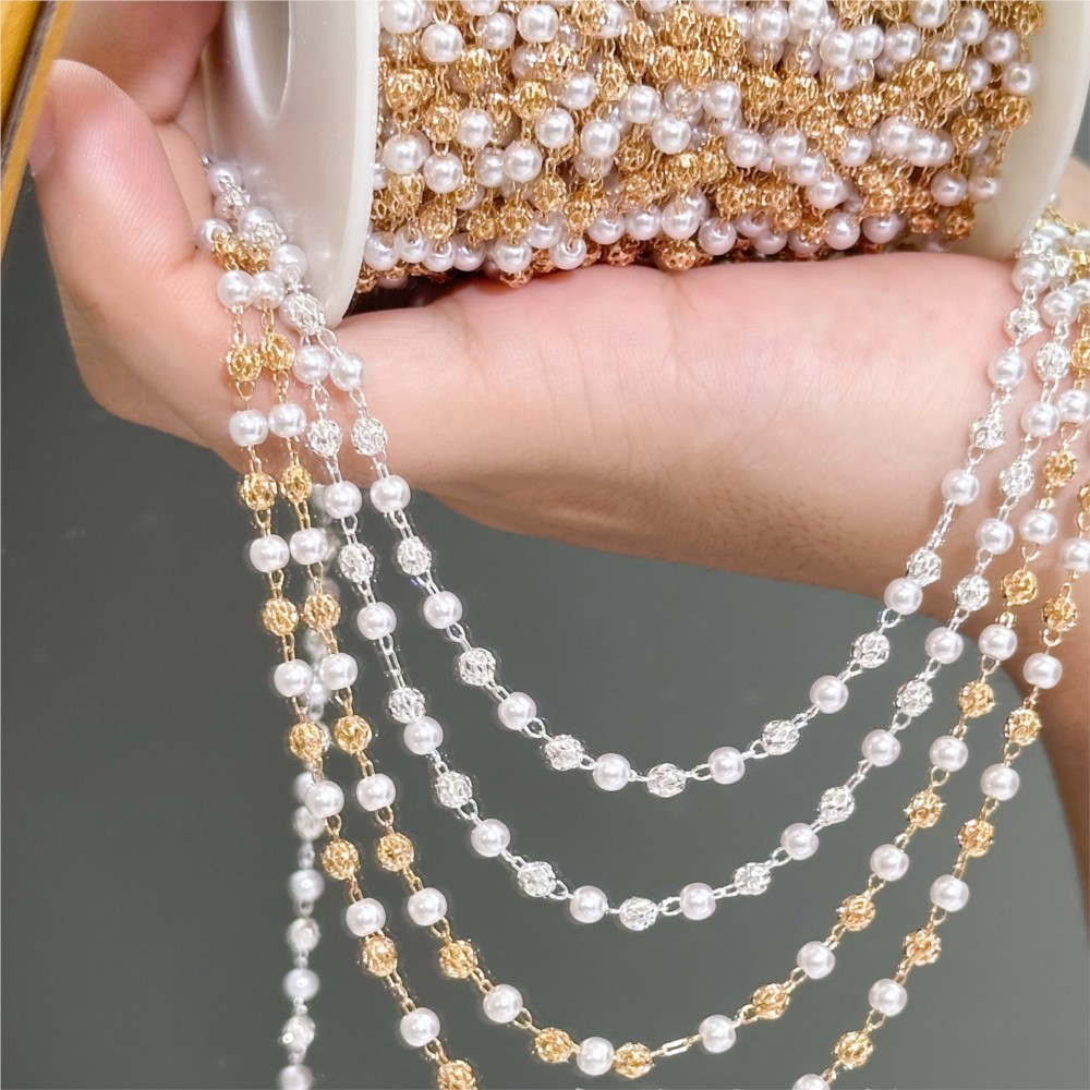 Pearl Trim Chain - Cadena de Latón con Perlas de