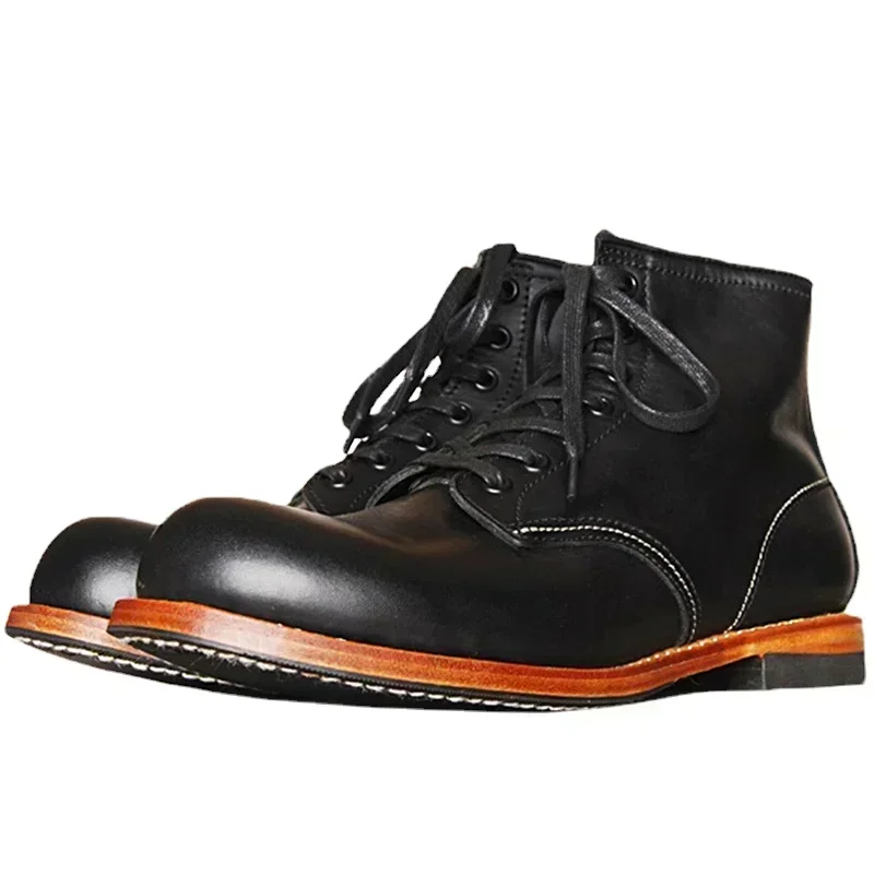 Guipure Lace Panel - Botas Vintage de cuero genuino con