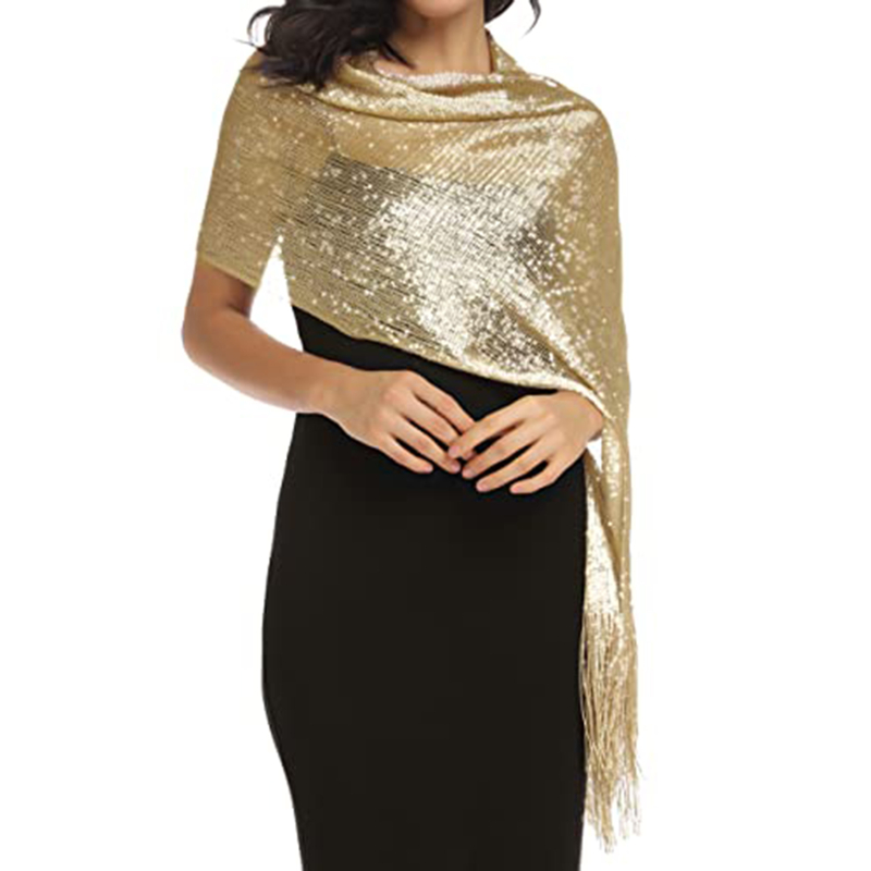 Chal Hijab Brillante Dorado y  - Tassel Fringe Trim reseña y precio