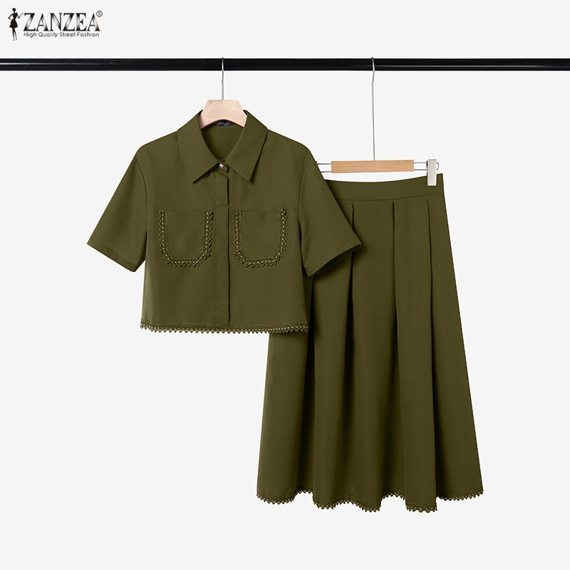 ZANZEA Trajes de Falda Elegant - Elastic Lace Trim reseña y precio