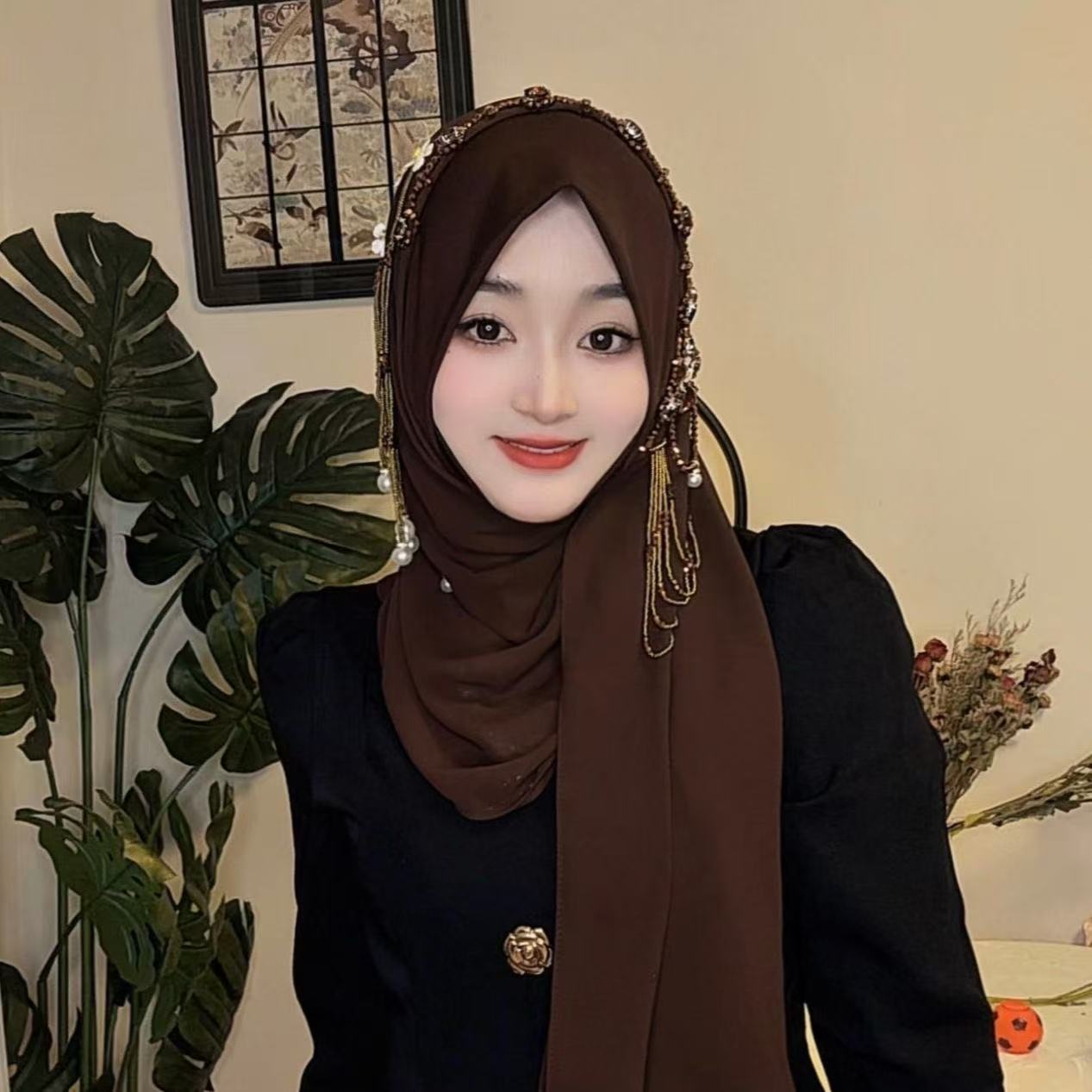 Abaya Hijab para Mujeres Musul - Tassel Fringe Trim reseña y precio