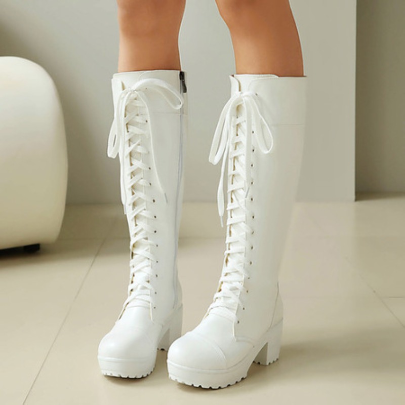 Botas de combate hasta la rodi - Guipure Lace Panel reseña y precio